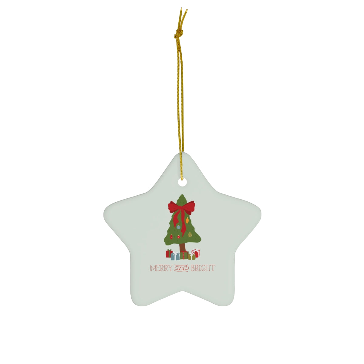 Meraki Paper - Ceramic Holiday Ornament - Merry &amp; Bright - Star - Front View