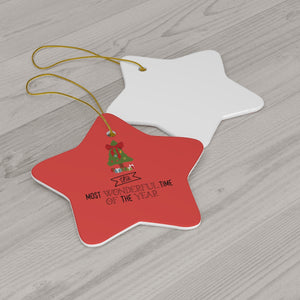 Meraki Paper - Ceramic Holiday Ornament - Most Wonderful Time of The Year - Star - Back View