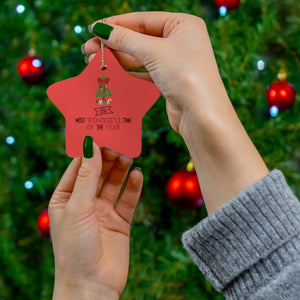 Meraki Paper - Ceramic Holiday Ornament - Most Wonderful Time of The Year - Star - In Use