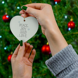 Meraki Paper - Ceramic Holiday Ornament - Peace, Joy & Love - Heart - In Use