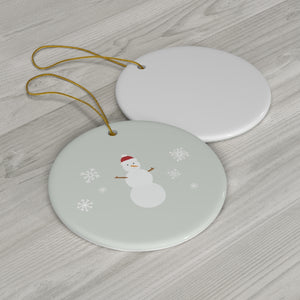 Meraki Paper - Ceramic Holiday Ornament - Snowman - Circle - Back View