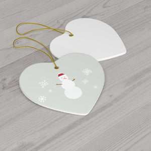 Meraki Paper - Ceramic Holiday Ornament - Snowman - Heart - Back View