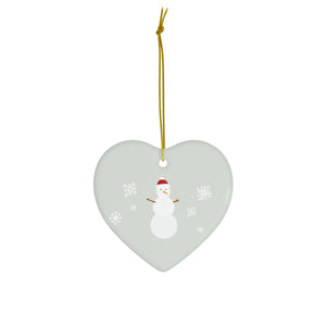 Meraki Paper - Ceramic Holiday Ornament - Snowman - Heart - Front View