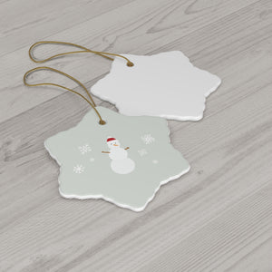 Meraki Paper - Ceramic Holiday Ornament - Snowman - Snowflake - Back View