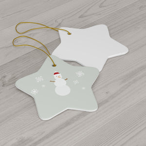 Meraki Paper - Ceramic Holiday Ornament - Snowman - Star - Back View
