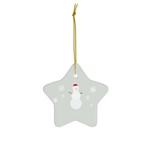 Meraki Paper - Ceramic Holiday Ornament - Snowman - Star - Front View