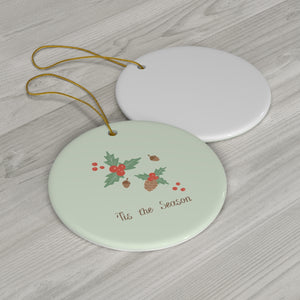 Meraki Paper - Ceramic Holiday Ornament - Tis the Season - Circle - Back View
