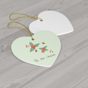 Meraki Paper - Ceramic Holiday Ornament - Tis the Season - Heart - Back View