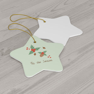 Meraki Paper - Ceramic Holiday Ornament - Tis the Season - Star - Back View