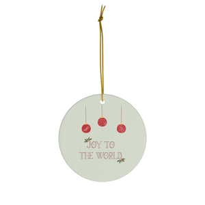 Meraki Paper - Ceramic Ornament - Joy to the World - Circle - Front View