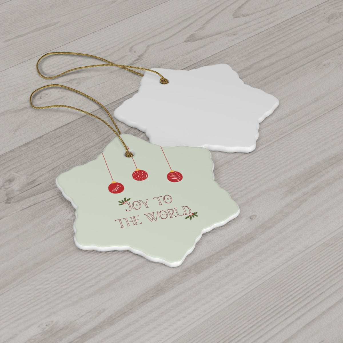 Meraki Paper - Ceramic Ornament - Joy to the World - Snowflake - Back View