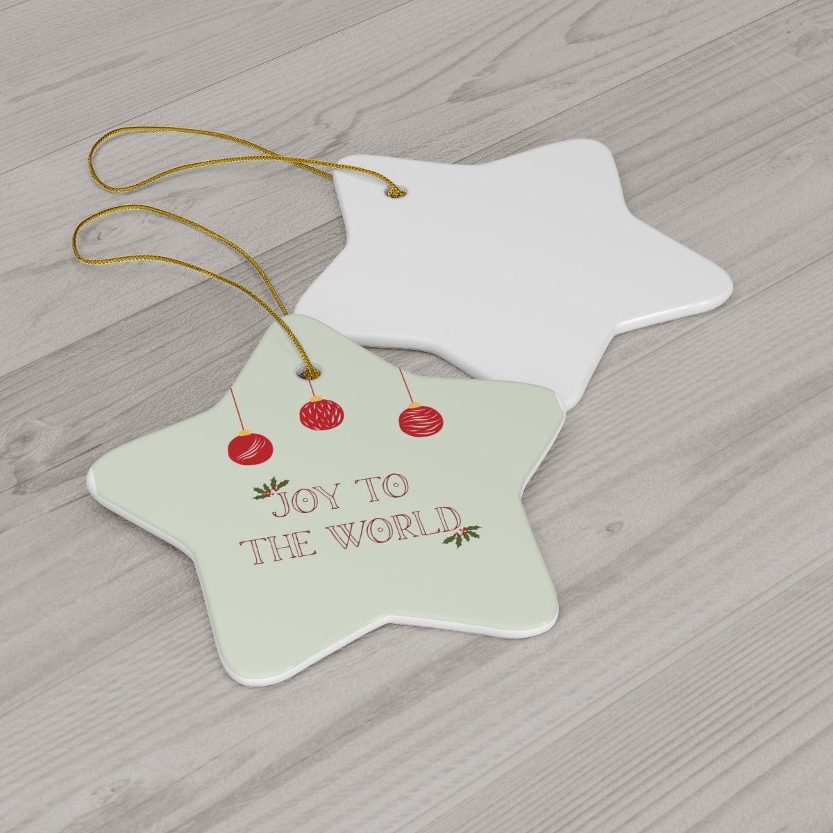 Meraki Paper - Ceramic Ornament - Joy to the World - Star - Back View