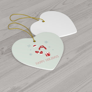 Meraki Paper - Ceramic Ornament - Red Happy Holidays - Heart - Back View