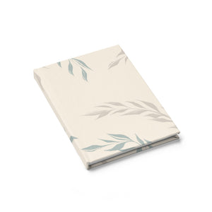 Meraki Paper - Ecru Windy Leaves Ruled Line Hardcover Journal - Laid Flat