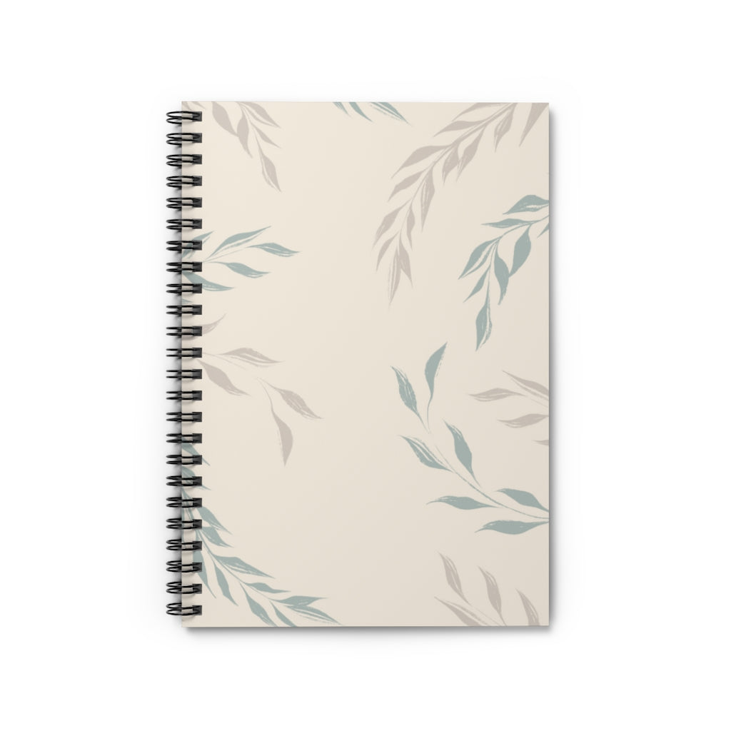 Meraki Paper - Ecru Windy Leaves Spiral Notebook - Front View