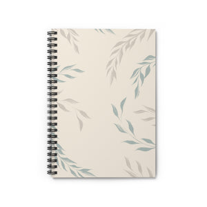 Meraki Paper - Ecru Windy Leaves Spiral Notebook - Front View