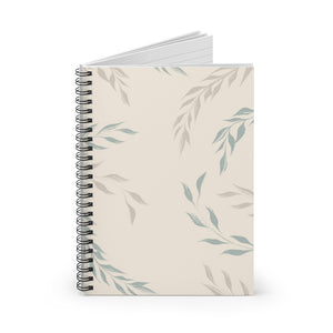 Meraki Paper - Ecru Windy Leaves Spiral Notebook - Standing Up