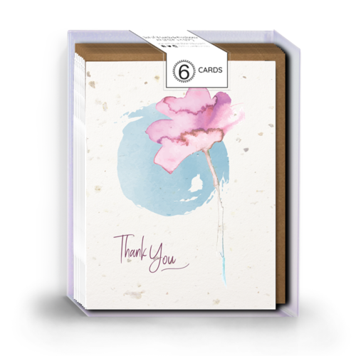 Meraki Paper - Floral Watercolor Thank You Greeting Card - Pack of 6