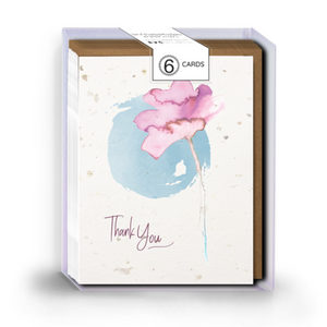 Meraki Paper - Floral Watercolor Thank You Greeting Card - Pack of 6