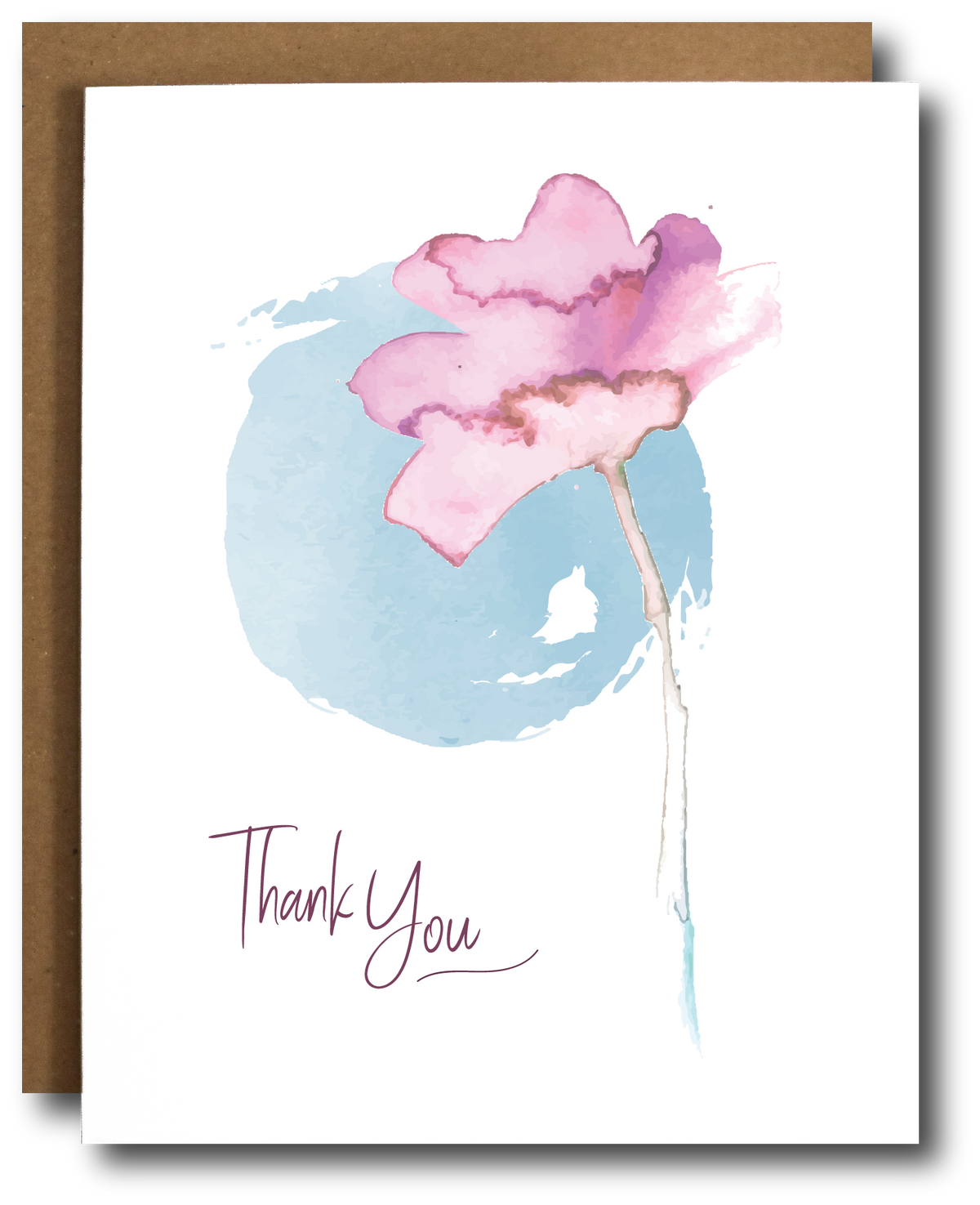 Meraki Paper - Floral Watercolor Thank You Greeting Card - Single Card