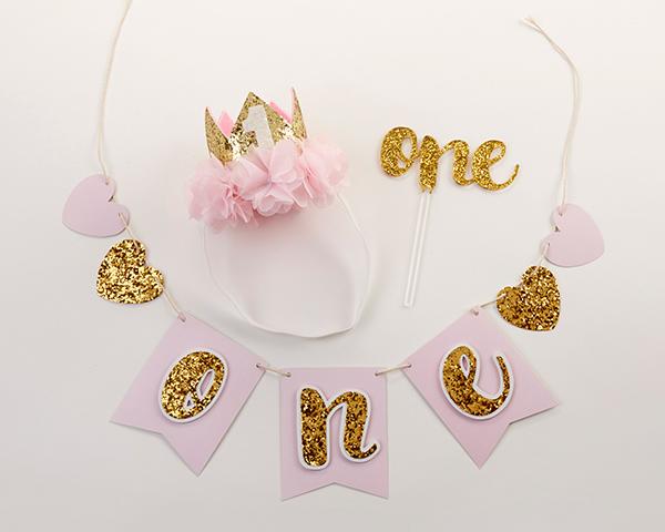 Meraki Paper - Gold Glitter 1st Birthday Decoration Kit