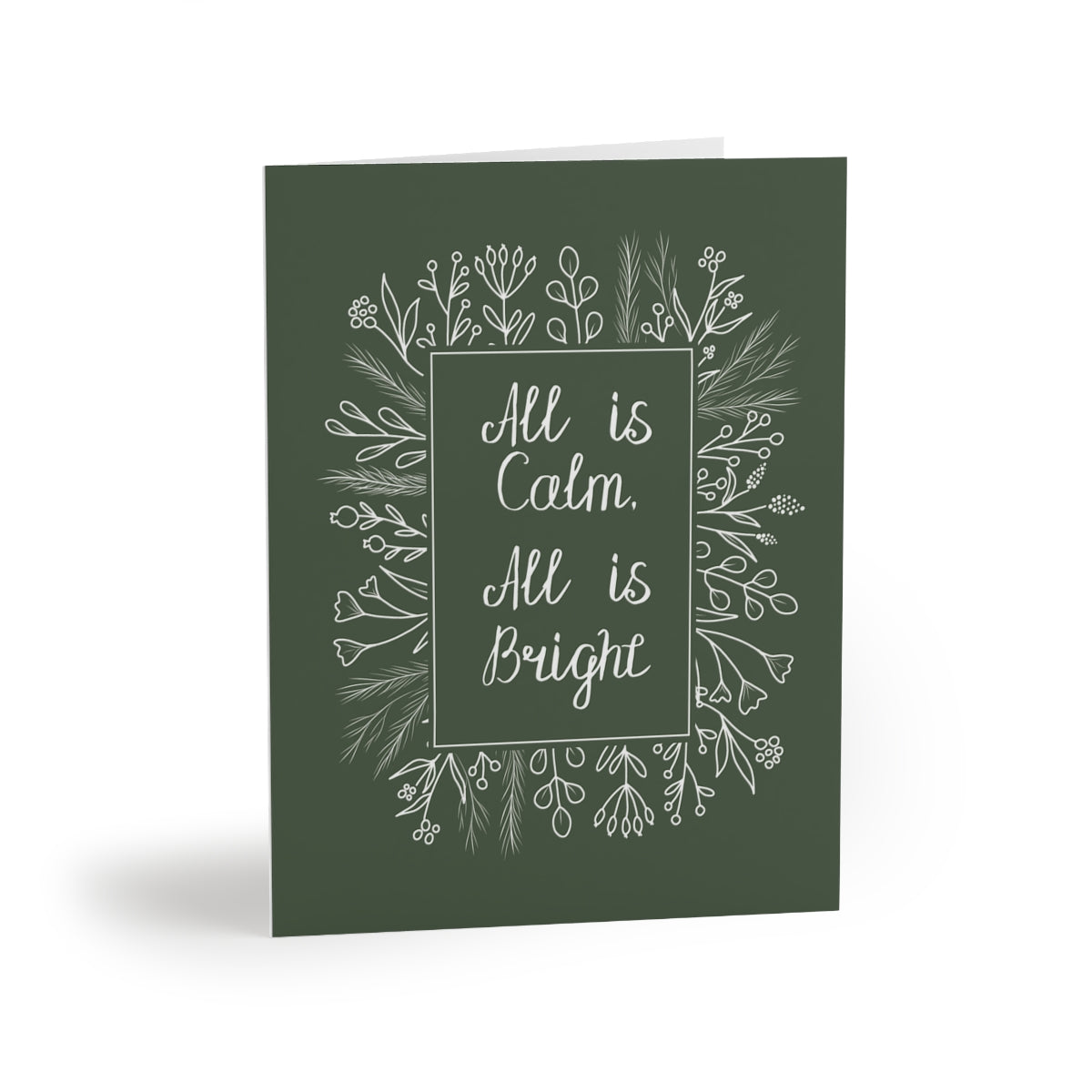 Meraki Paper - Green Holiday Greeting Cards - All is Bright - Front View