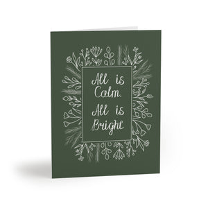 Meraki Paper - Green Holiday Greeting Cards - All is Bright - Front View