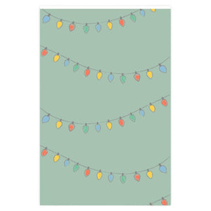 Meraki Paper - Green Holiday Wrapping Paper - Christmas Lights - 24x36