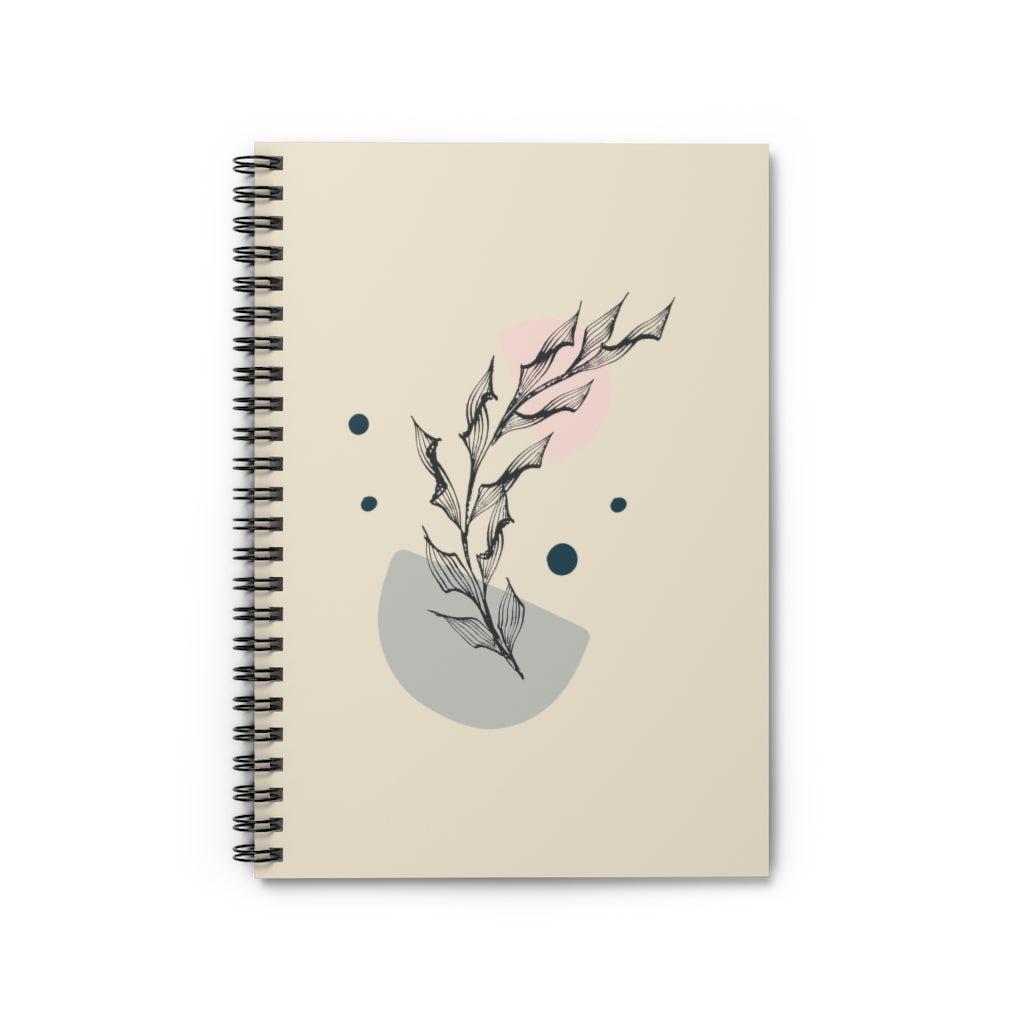 Meraki Paper - Half Moon Leaves Spiral Notebook - Front View