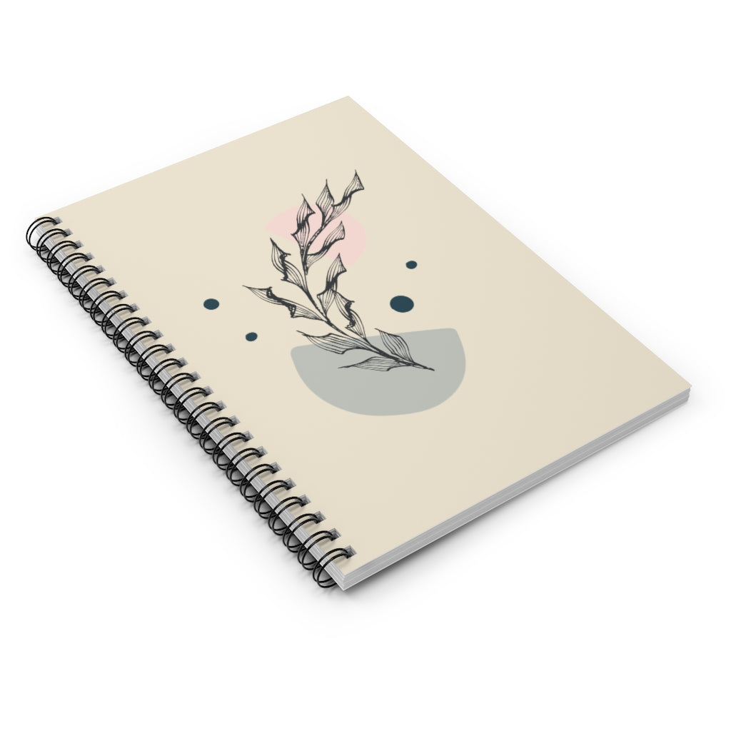 Meraki Paper - Half Moon Leaves Spiral Notebook - Laid Flat