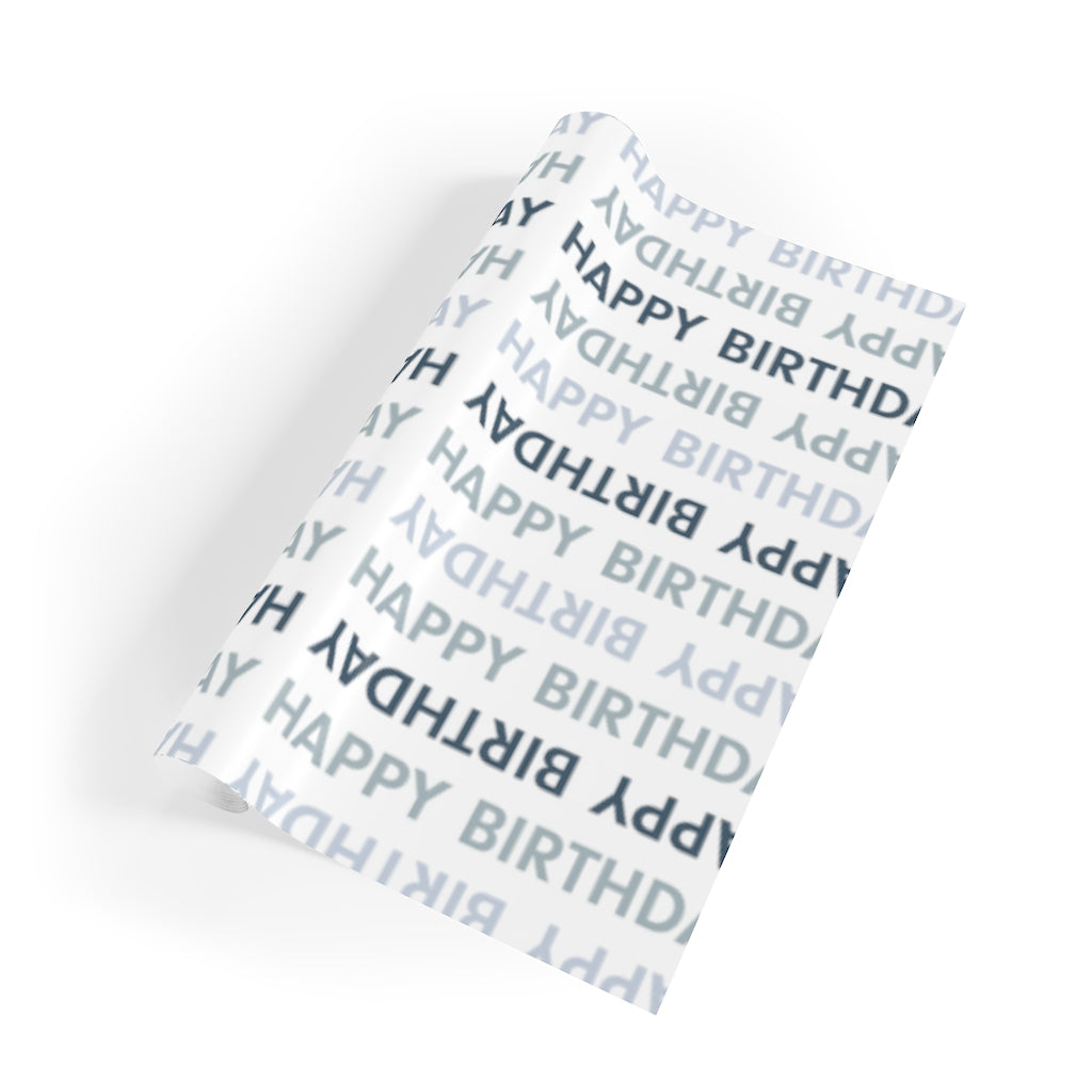 Meraki Paper - Happy Birthday Wrapping Paper Roll - Blue - Rolled Out