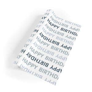 Meraki Paper - Happy Birthday Wrapping Paper Roll - Blue - Rolled Out