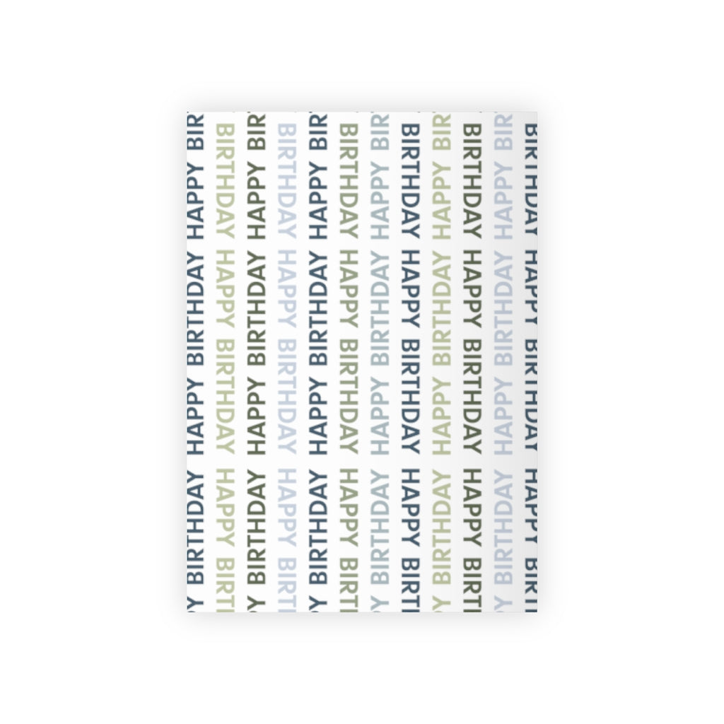 Meraki Paper - Happy Birthday Wrapping Paper Roll - Blue &amp; Green - 28x39