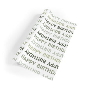 Meraki Paper - Happy Birthday Wrapping Paper Roll - Green - Rolled Out