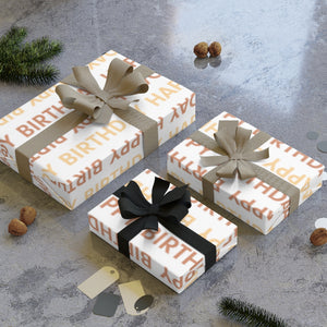 Meraki Paper - Happy Birthday Wrapping Paper Roll - Orange - Wrapped