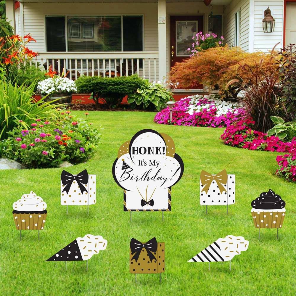 Meraki Paper - Happy Birthday Yard Sign - Black &amp; Gold