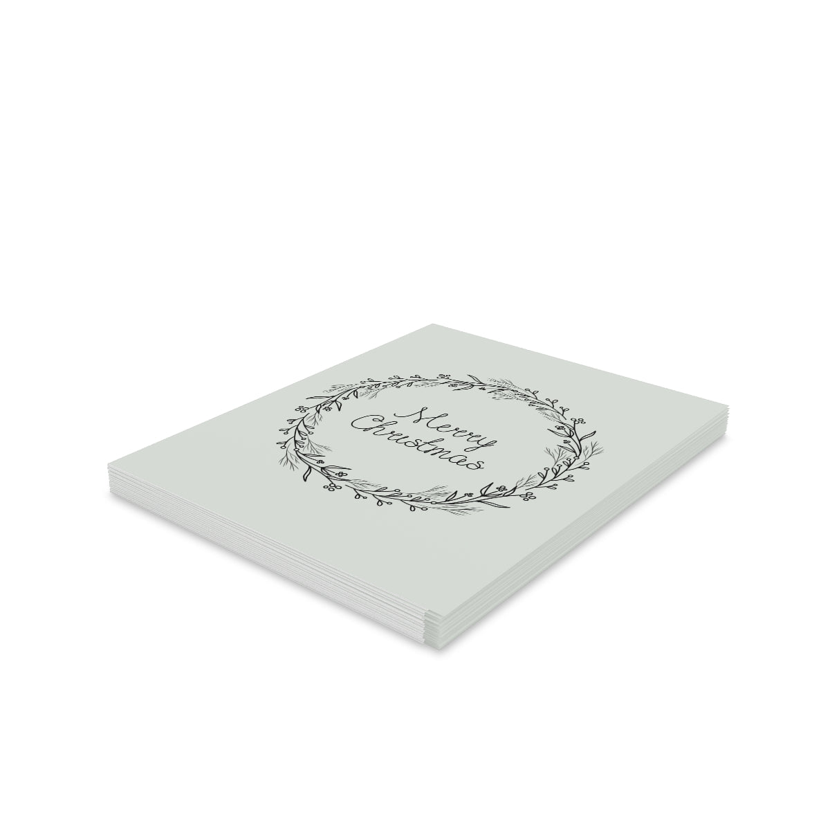 Meraki Paper - Holiday Greeting Cards - Black Merry Christmas Wreath - Pack of 16