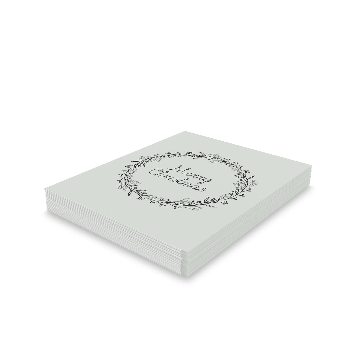 Meraki Paper - Holiday Greeting Cards - Black Merry Christmas Wreath - Pack of 24