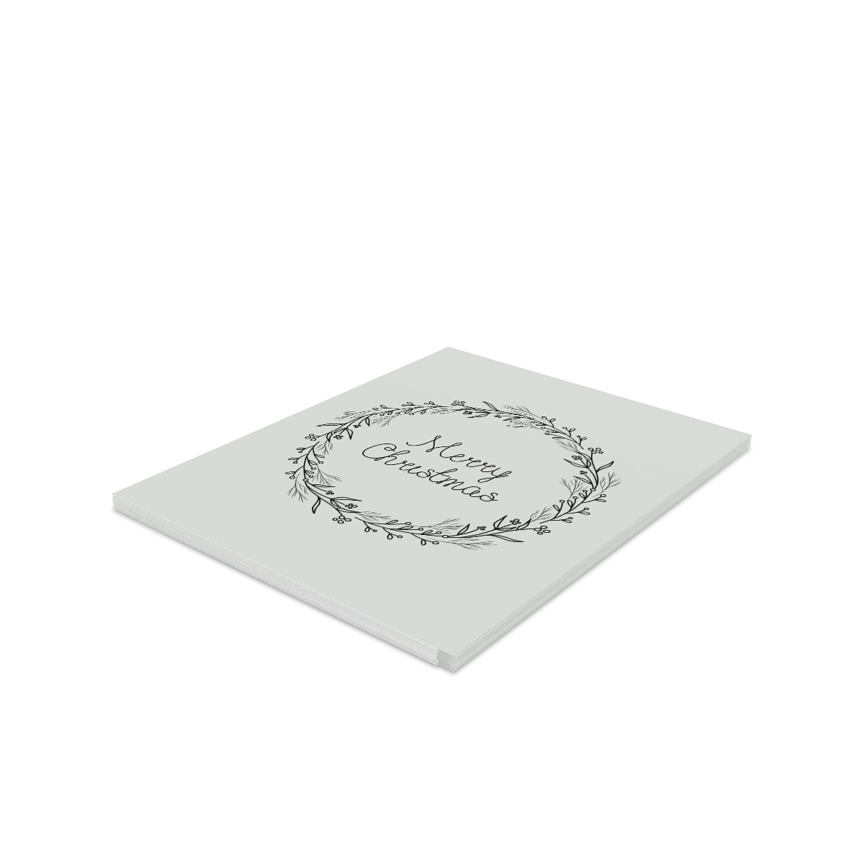 Meraki Paper - Holiday Greeting Cards - Black Merry Christmas Wreath - Pack of 8