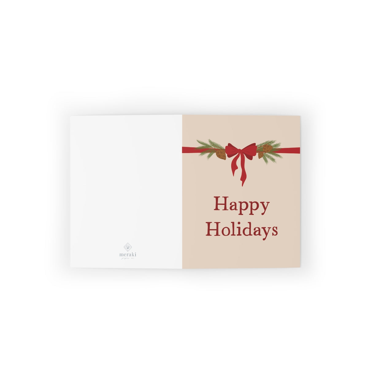 Meraki Paper - Holiday Greeting Cards - Christmas Bow - Flat View
