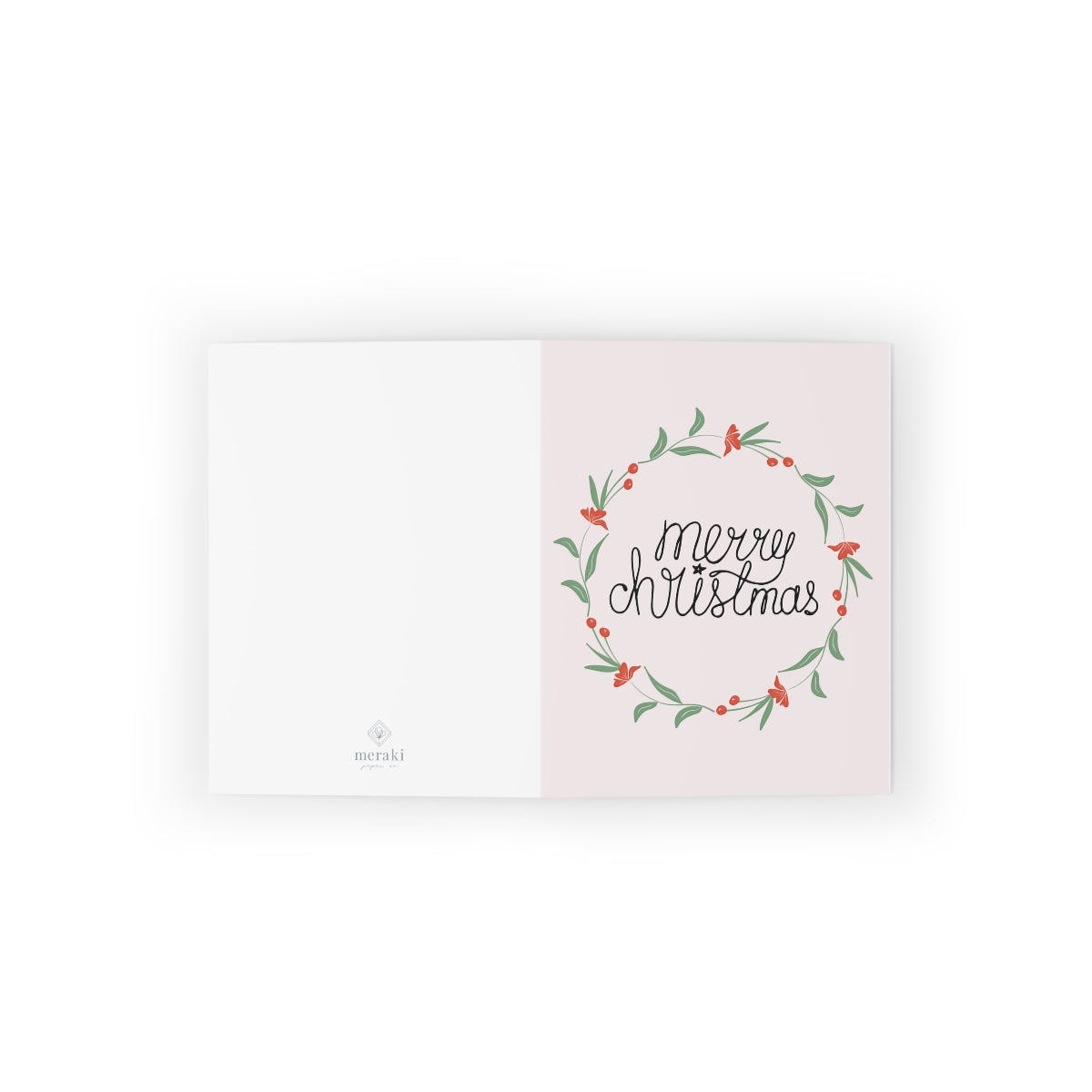Meraki Paper - Holiday Greeting Cards - Colorful Merry Christmas Wreath - Flat View