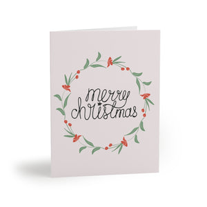 Meraki Paper - Holiday Greeting Cards - Colorful Merry Christmas Wreath - Front View