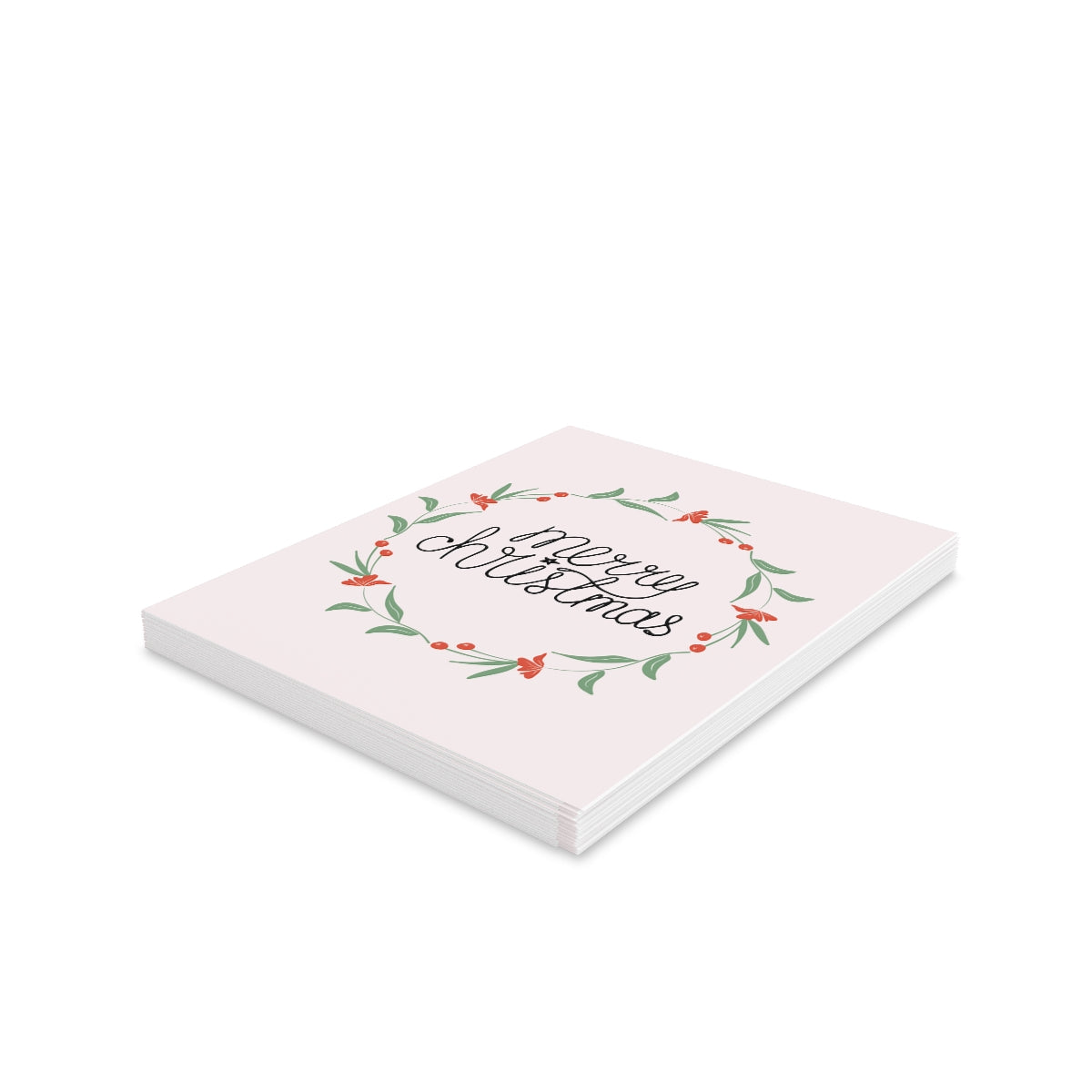 Meraki Paper - Holiday Greeting Cards - Colorful Merry Christmas Wreath - Pack of 16