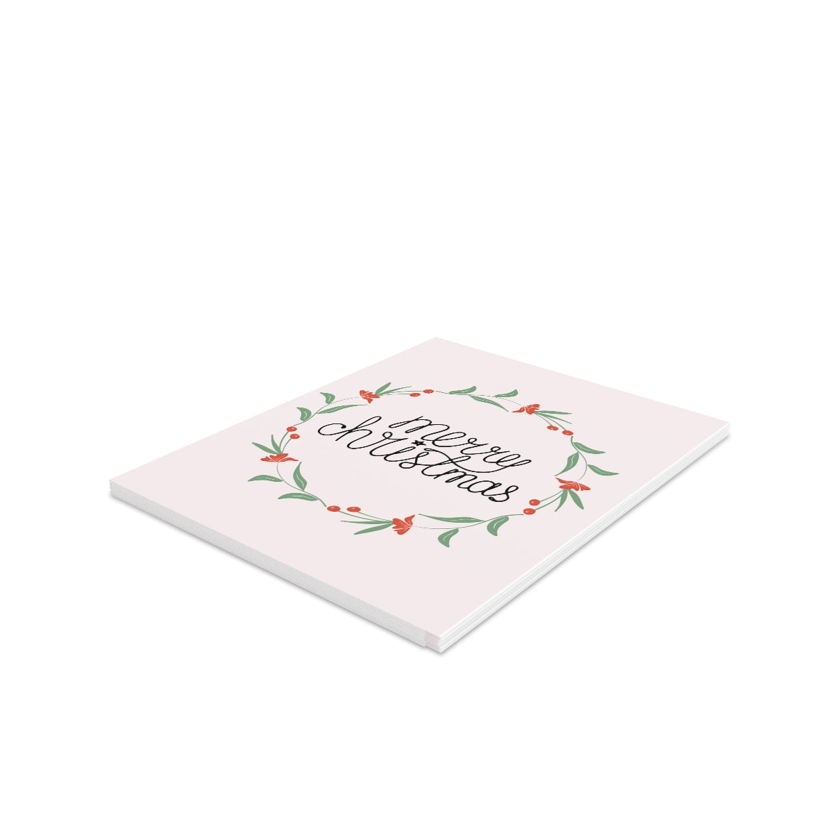 Meraki Paper - Holiday Greeting Cards - Colorful Merry Christmas Wreath - Pack of 8