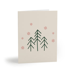 Meraki Paper - Holiday Greeting Cards - Evergreen Trees & Snowflakes - Front View