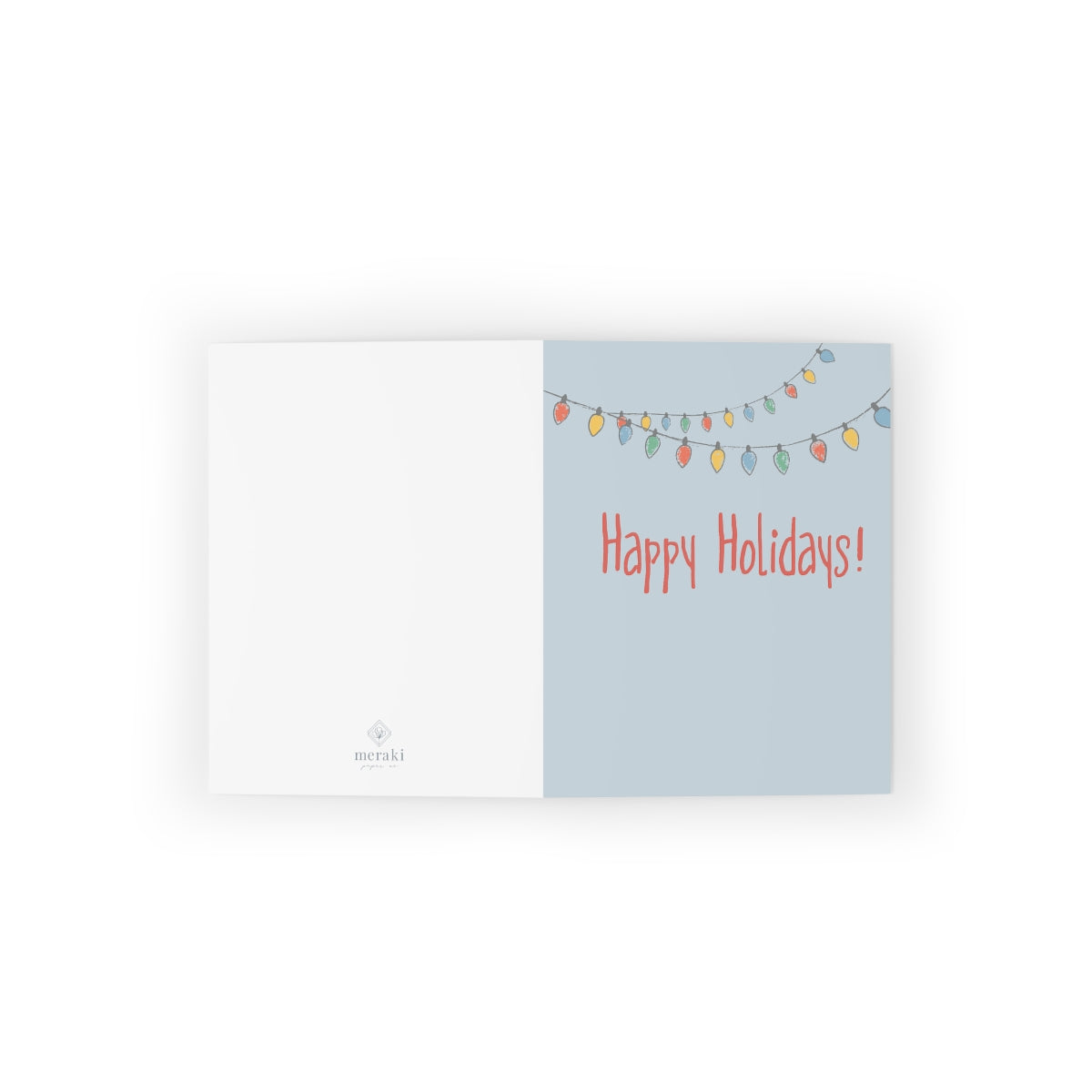 Meraki Paper - Holiday Greeting Cards - Happy Holidays Christmas Lights - Flat View