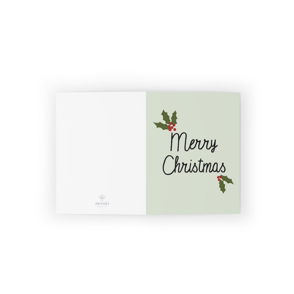 Meraki Paper - Holiday Greeting Cards - Holly Merry Christmas - Flat View