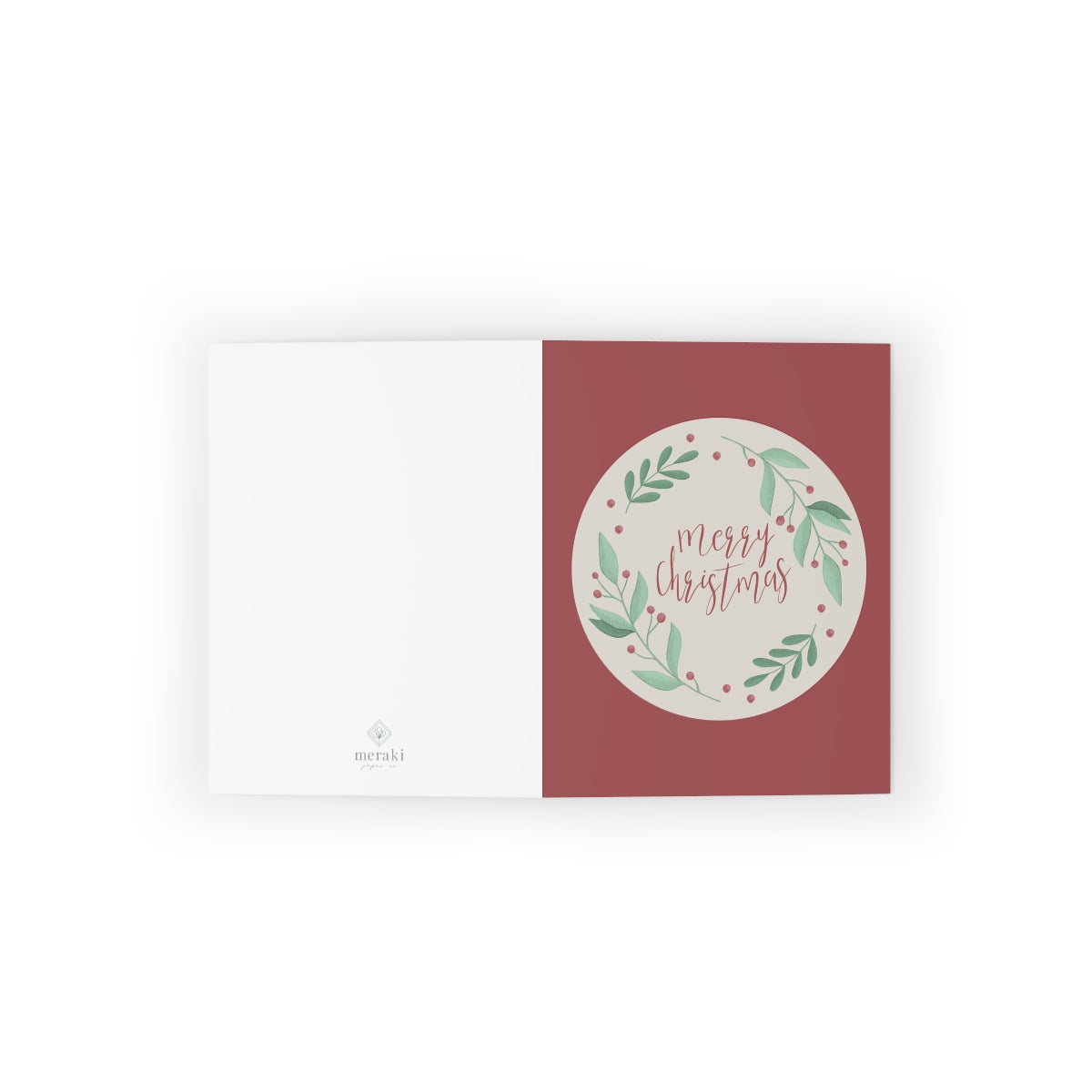 Meraki Paper - Holiday Greeting Cards - Merry Christmas Wreath - Flat View