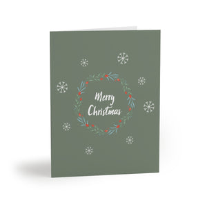 Meraki Paper - Holiday Greeting Cards - Wreath & Snowflakes - Front View
