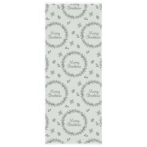Meraki Paper - Holiday Wrapping Paper - Black Merry Christmas Wreaths - 24x60